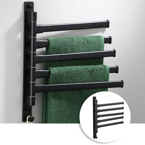 Toallero de baño negro de 24 pulgadas, toallero de barra de toalla, estante  de acero inoxidable negro, montaje en pared, lavabo y hotel