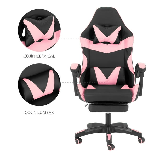 Silla Gamer Rosa Pc Escritorio Oficina Ergonómica Reclinable