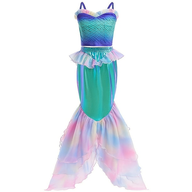 Disfraz o Kit Sirena Verde para niña: Top y Falda