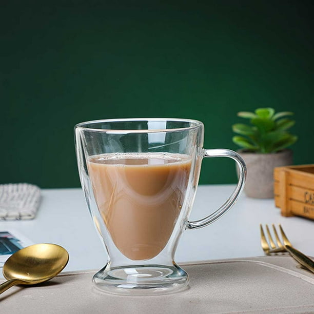 Toystoory Taza de café de vidrio, taza resistente al calor, tazas  transparentes de agua de té de doble capa, tazas de leche, barra de cóctel  de vino Mostrada 300ml Toystoory HA080473-01
