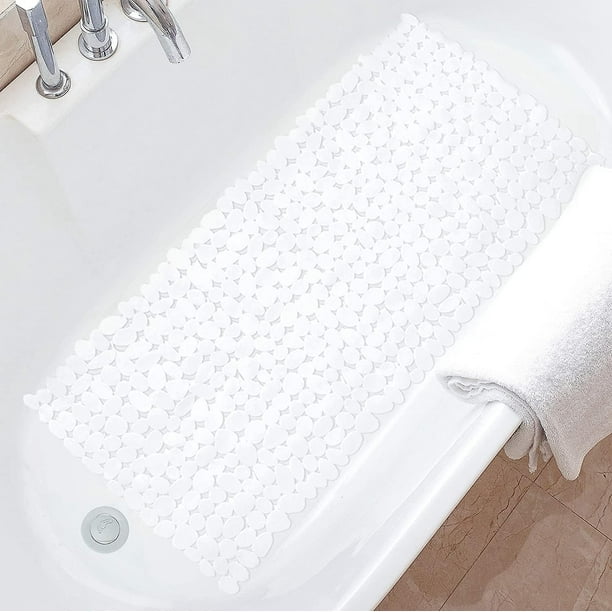 Alfombrilla antideslizante para bañera de masaje, tapete de ducha  antideslizante de 33.4 x 15.7 pulgadas, tamaño grande con ventosas y  agujeros de