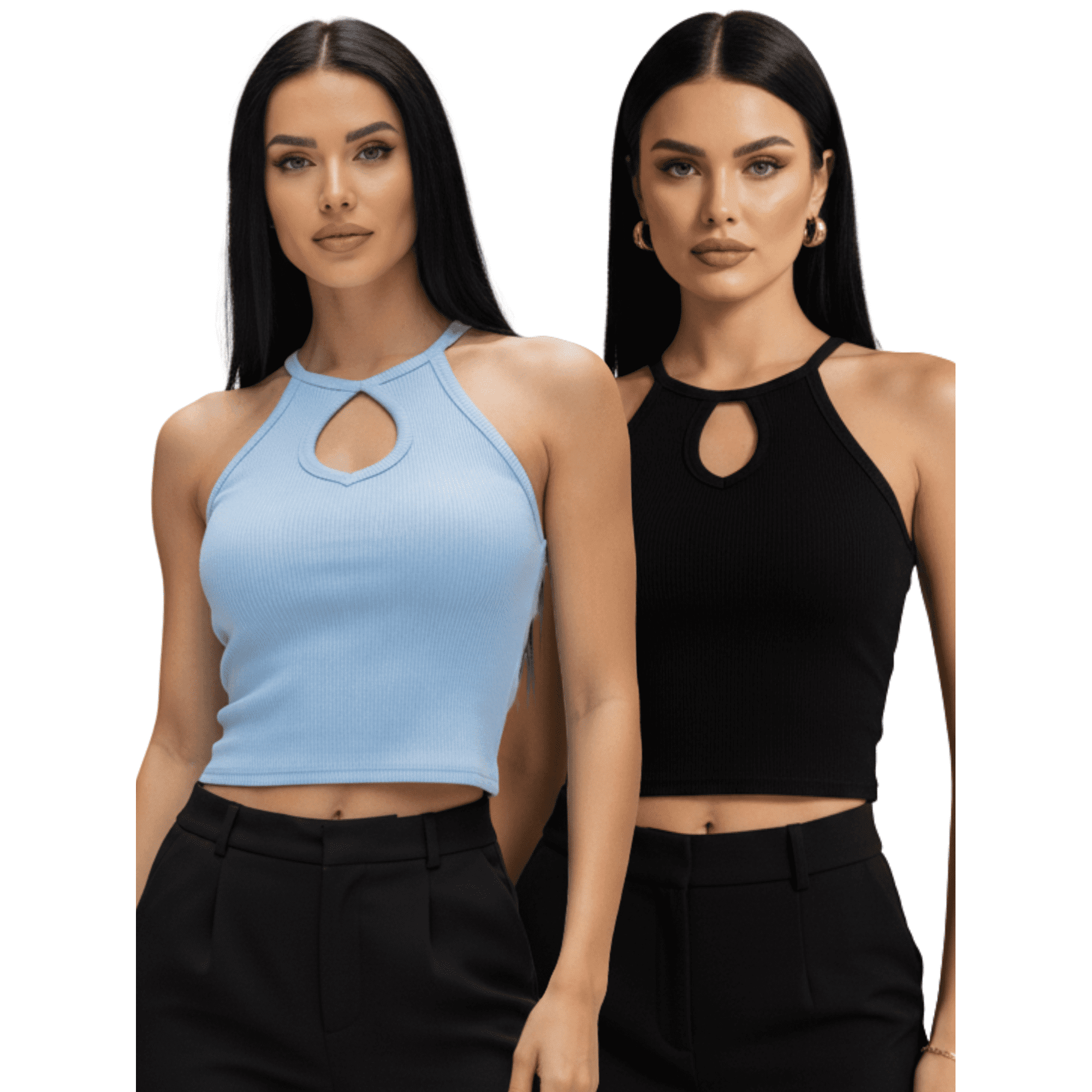 Set 2 blusas mujer texturizada casual unitalla blusa crop top para mujer