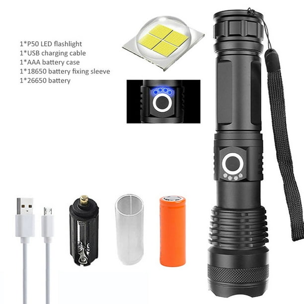 Linterna LED extremadamente potente Batería táctica militar USB recargable  qionghaimushuxinkejiyouxiangongsi You can easily carry and place the LED  light anywhere you like Bring you light, light up your life
