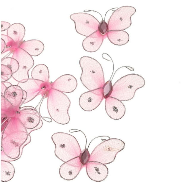 BANBERRY DESIGNS Decoraciones de mariposas – Juego de 12 mariposas  multicolor vibrantes para manualidades en tallos de alambre, decoración del  hogar