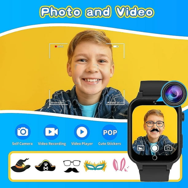  GYET Reloj inteligente para niños de 3 a 10 años, pantalla  táctil, reloj digital para niños con cámara, MP3, podómetro, juegos, relojes  para niños, juguetes de Navidad, regalos de cumpleaños, color 