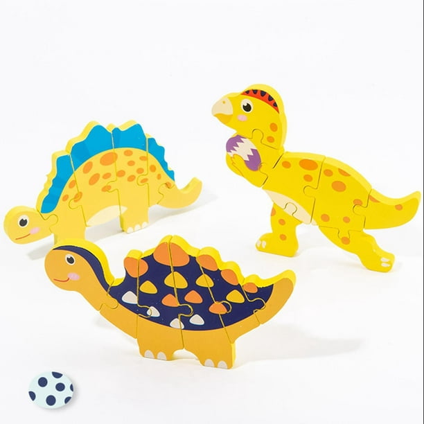 Rompecabezas Sunnimix de Dinosaurios de Madera, Juguetes educativos para  niños de 3 años