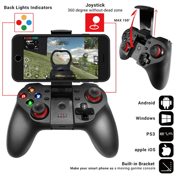 Controlador de juegos móvil actualizado, mando inalámbrico Bluetooth  Gamepad Joystick Controlador de juegos multimedia Compatible con iOS  Android Perfecto para la mayoría de los juegos Adepaton 2033304