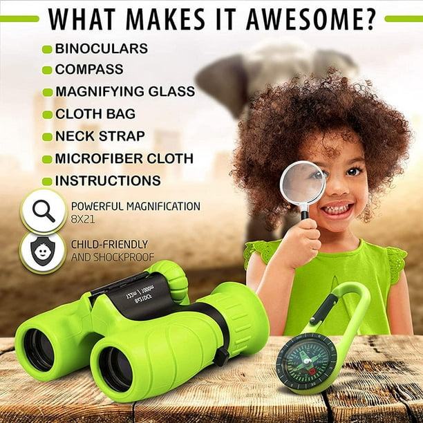 Juguetes para exteriores para niños de 4 a 8 años, binoculares compactos a  prueba de golpes para niños, regalos para niños de 6 a 9 años, regalo de
