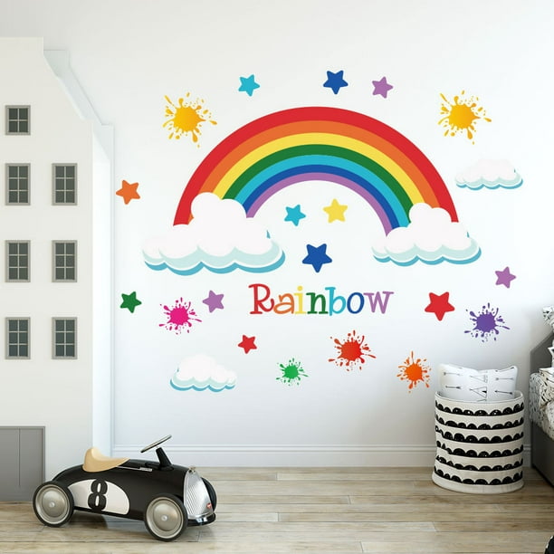 Arcoiris decorativo pared. Vinilos infantiles decoración pared Arco Iris.  Pegatinas de pared removibles cuartos niños. Rainbow infantil bebé -   México