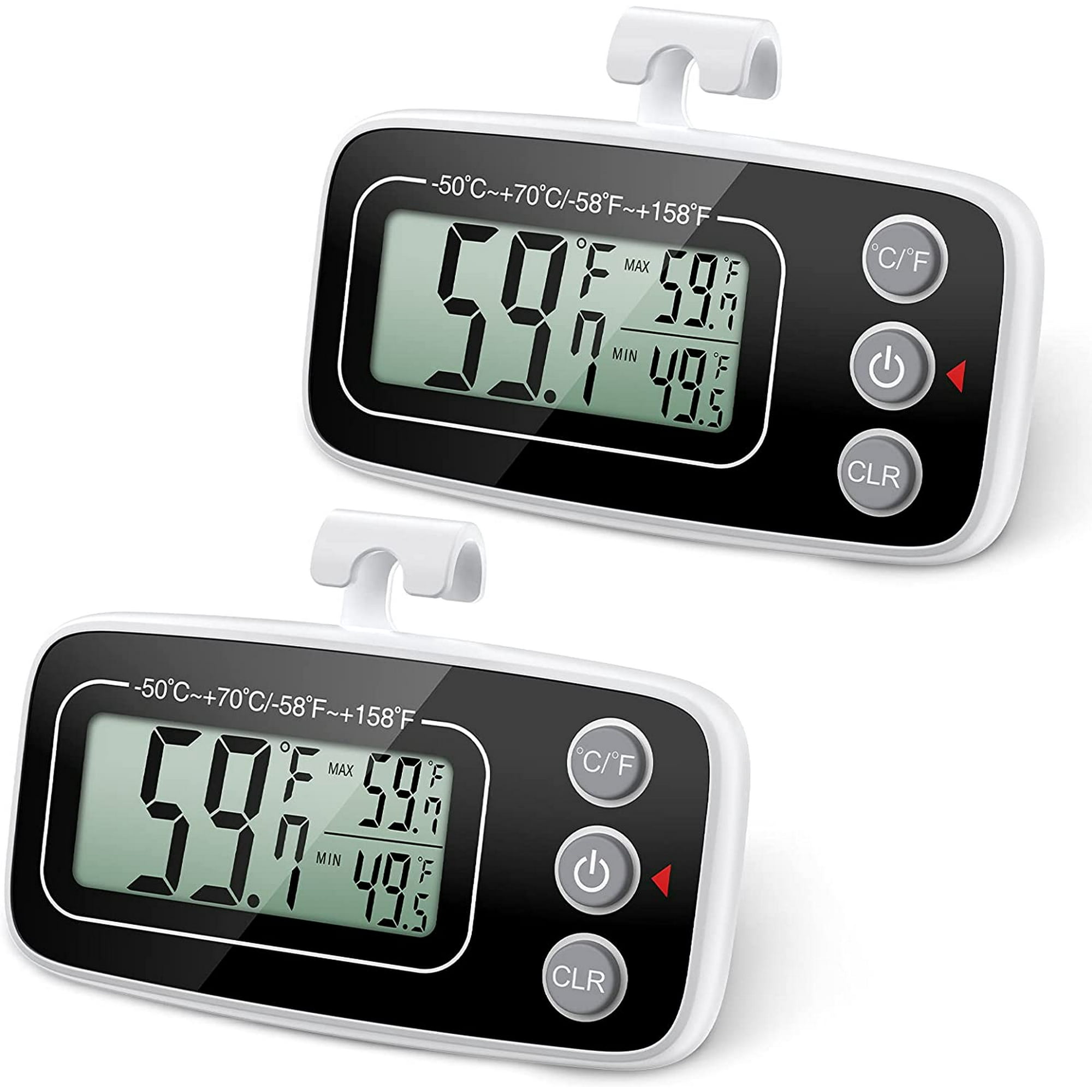Mini termómetro para refrigerador, monitor digital de temperatura para  refrigerador y congelador con gancho y pantalla LCD grande para interiores  y