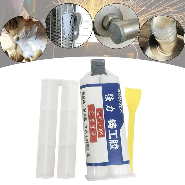 Pegamento de reparación de metal, paquete de 2 adhesivos de metal epoxi  resistente, resistente al calor de alta temperatura para metal a metal