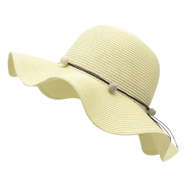 Sombrero de paja para mujer, gorra para el sol de playa de ala ancha,  plegable, grande, para mujer, papel Natural trenzado MFZFUKR CPB-DE-WX343-2