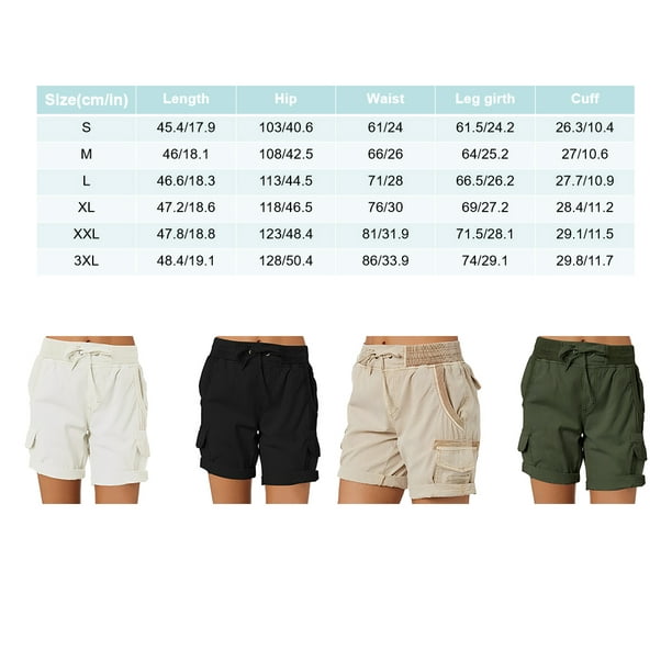 Qarigey Pantalones Cargo para mujer, pantalones cortos con bolsillos,  cintura holgada, pantalones de Qarigey AP019237-13