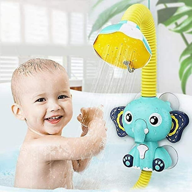  Pearlead Cabezal de ducha de bebé lindo elefante pequeño pico  bebé baño spray juguetes con lechón azul : Bebés