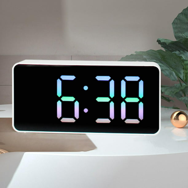 Alarmas digitales Reloj Control por voz Toma de corriente Activado  Calendario Silencioso 12/24H Blanco Soledad reloj electronico