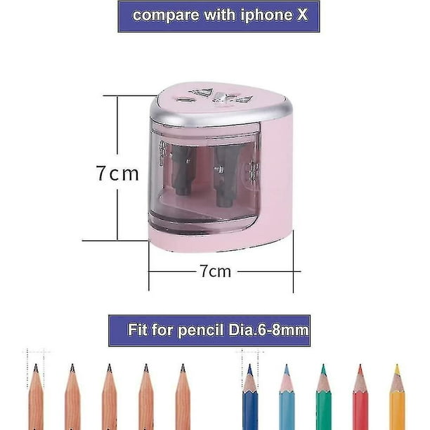 Sacapuntas - Sacapuntas eléctrico con USB o con batería - 2 orificios (6-8  mm 9-12 mm) - Regalo perfecto para niños, estudiantes, artistas y  profesionales YONGSHENG 8390611741112