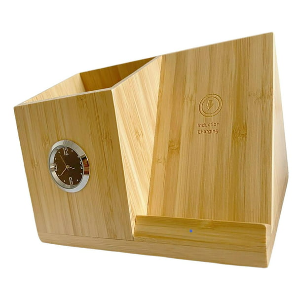 Calentador de Tazas de Bambú con Cargador Smathphone Inalámbrico Integ