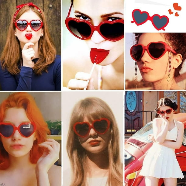 Gafas de sol con efecto de corazón, lentes de difracción para festivales,  fiestas, rave, accesorios de luz, gafas de corazón, protección UV400
