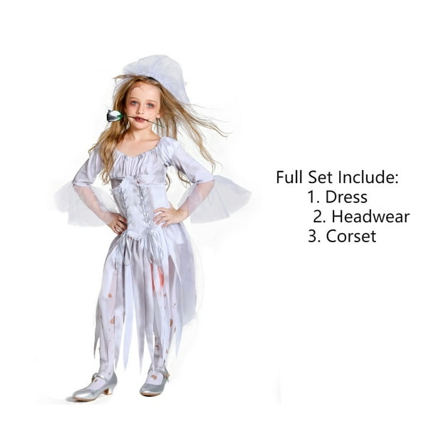 Vestido de cosplay para mujer, disfraz blanco de vampiro para Halloween,  con sombrero