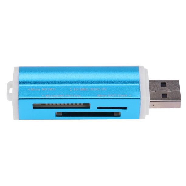 Lector de tarjetas de memoria múltiple USB2.0 4 en 1 para SD/SDHC/Mini  SD/MMC/TF (Azul) Tmvgtek 2fh4dn7ly9hn1nz9D04