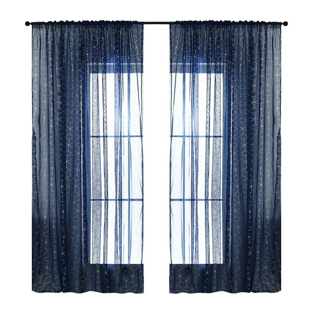  vctops Panel de cortina semiopaca de color liso con encaje  azul, bohemio, de lino y algodón, cortinas de oscurecimiento de habitación  con bolsillo para barra, cortinas de ventana para sala de