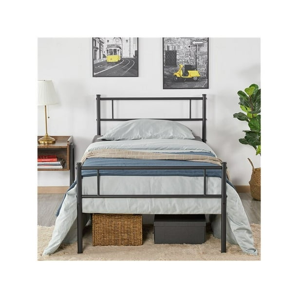 Cama individual moderna con cabecero, cama individual apta para colchón de  90x190 cm, color Blanco y Gris