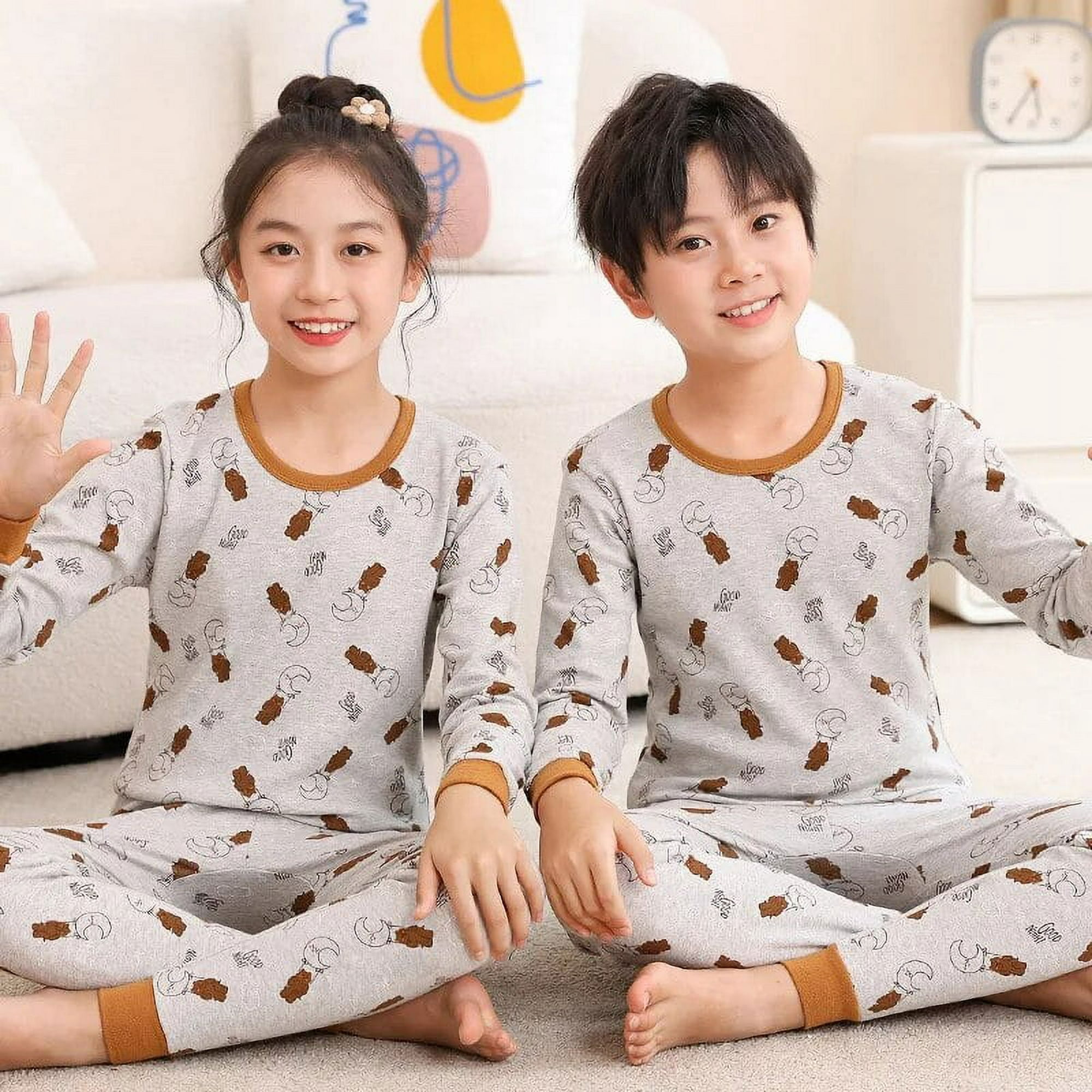 Pijamas de manga larga para bebés, ropa de dormir para niños, conjuntos de  pijamas de algodón para niños de 6, 8, 10, 12 y 14 años, otoño - AliExpress