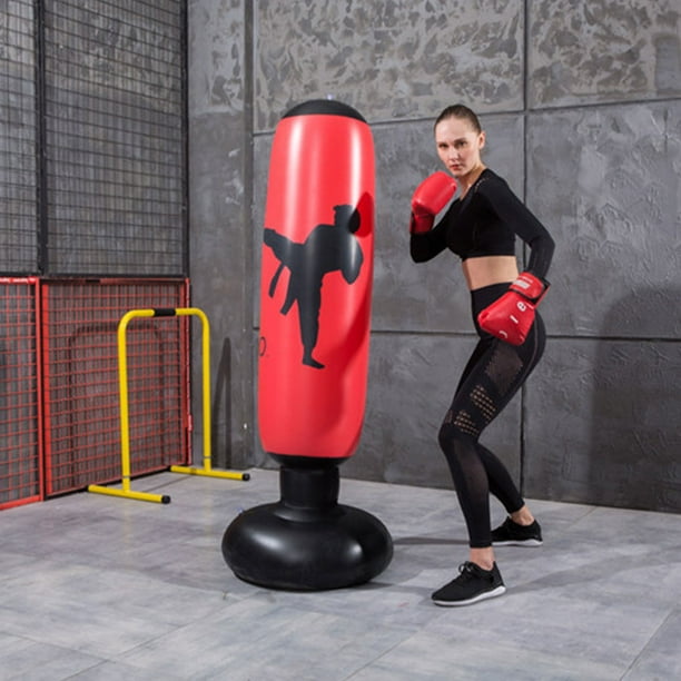  Saco de boxeo independiente con soporte – Bolsa de boxeo pesada  para adultos – 63 pulgadas hombres de pie Kickboxing bolsa inflable para  entrenamiento MMA Muay Thai Fitness : Deportes y