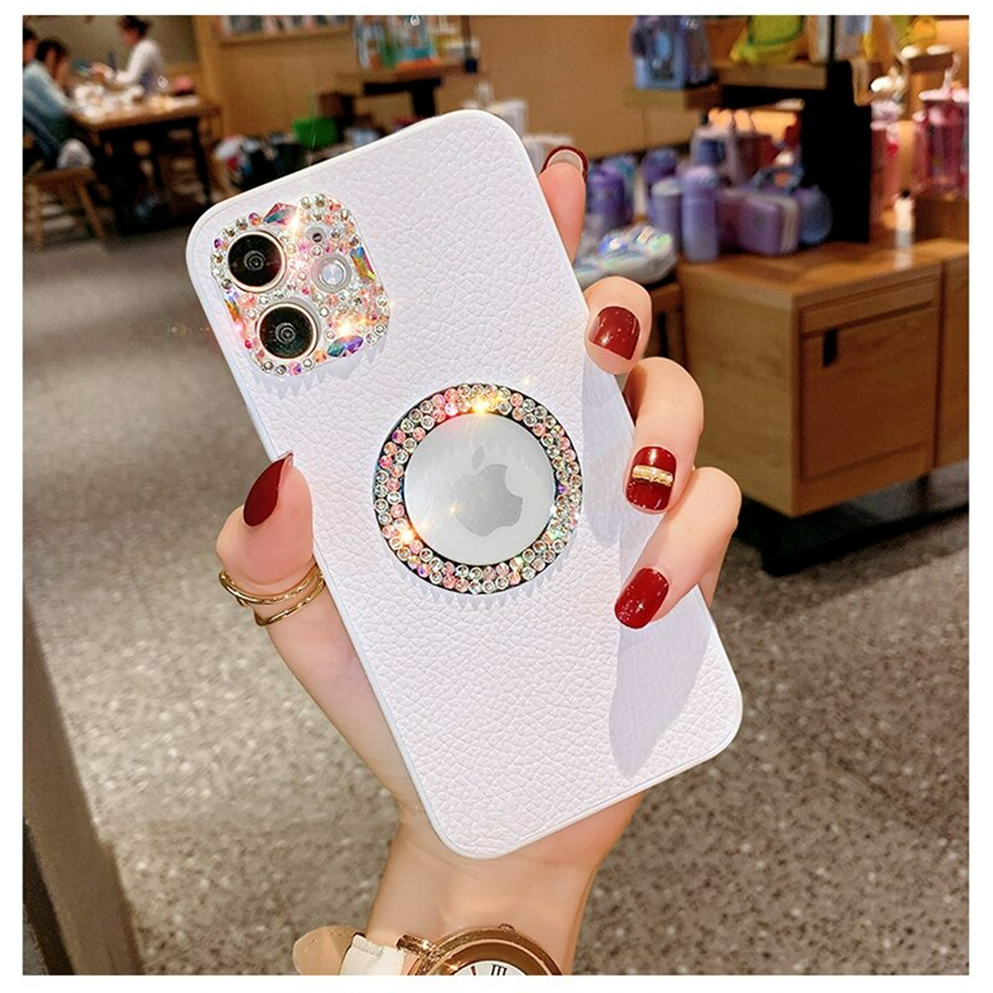 Funda de teléfono suave de cuero con purpurina ostentosa de cristal de  diamante para iPhone 13 14 Pro Max 12 11 XS XR 7 8 Plus SE, funda de lujo  Tan Jianjun unisex