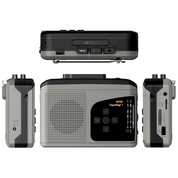 Reproductor de cassette portátil AM FM Radio estéreo - Reproductor de cinta  Walkman personal compacto con altavoz incorporado y auriculares - Plata