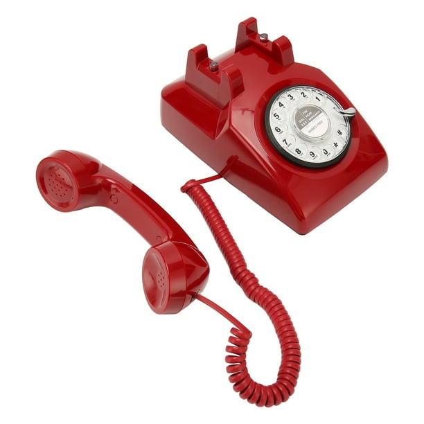 TelPal Teléfono fijo retro, teléfono vintage antiguo con cable  con teclado giratorio de moda antigua, teléfono decorativo clásico de los  años 80 para regalo : Productos de Oficina