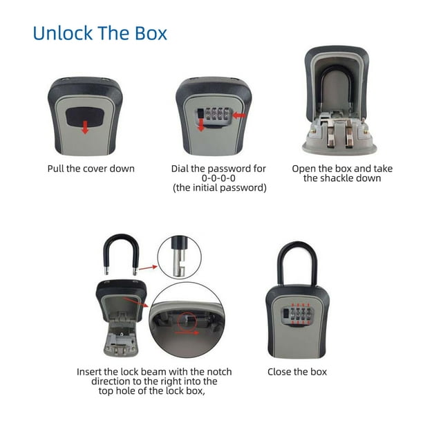 Caja de candado para almacenamiento de llaves con cubierta antipolvo  Aleación de aluminio Caja de ca MABOTO Negro