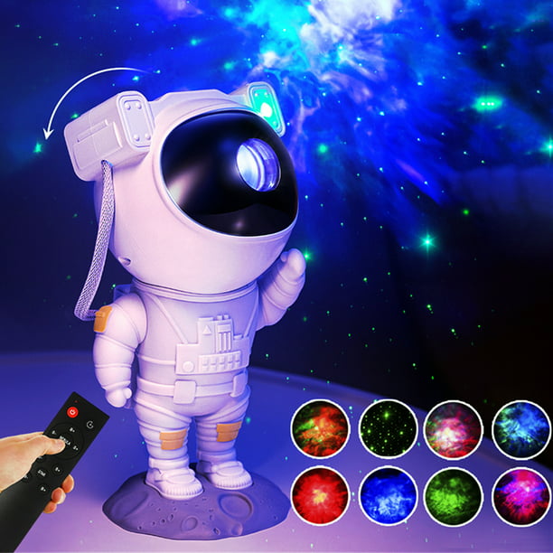 Proyector de luz de astronauta, proyector de galaxia, luz nocturna para  niños, proyector de galaxia nebulosa ajustable de 360° con control remoto  para