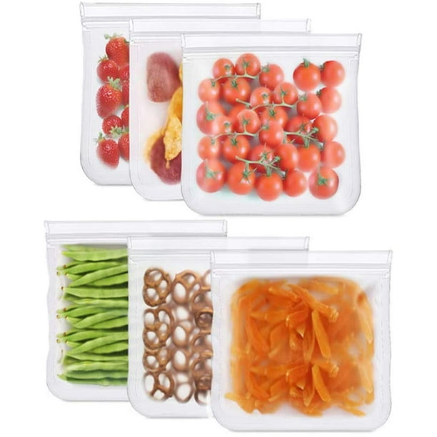 Bolsas de almacenamiento de silicona reutilizables, sin BPA, 3 bolsas de  almacenamiento de alimentos, bolsas de congelador a prueba de fugas para