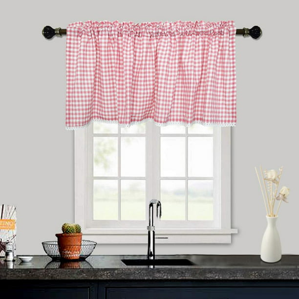 2x Media cortina para baño cocina en ventana nivel, Plaid varilla bolsillo  Pub rústico media cortina ventana cenefa cortina Macarena Cortina de nivel  de ventana