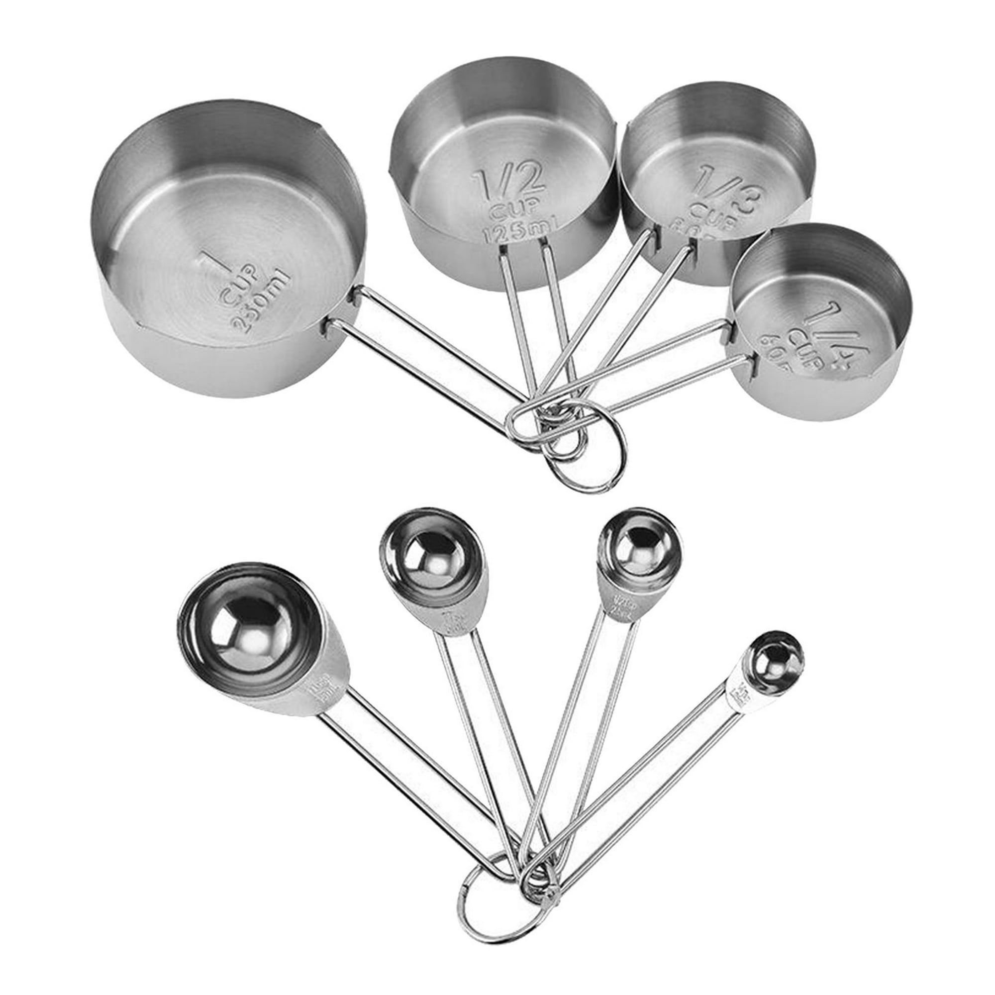 Vasos medidores,Juego de 8 tazas y cucharas medidoras de acero inoxidable,  herramienta de cocina par Vhermosa HQ-109