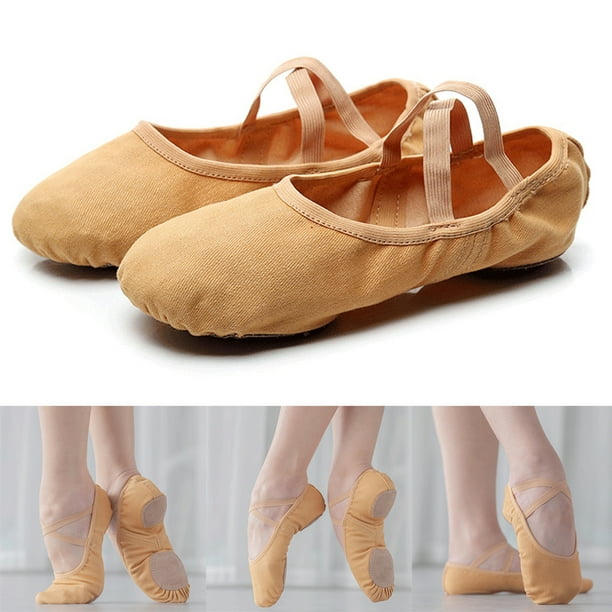 Zapatos de lona para ballet Mujer Yoga Gimnasia Pisos Chicas Tan_31  Sunnimix ballet pointe zapato de las mujeres niña