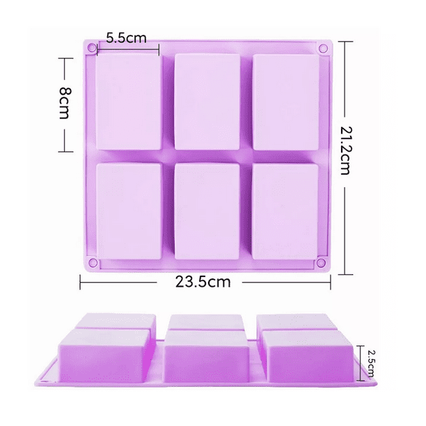 MOLDE DE SILICONA RECTANGULAR PARA JABONES (6 CAVIDADES)