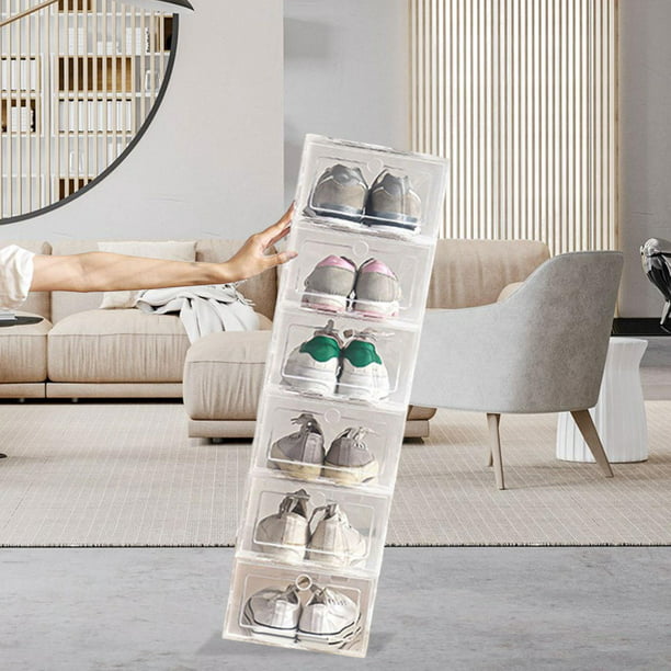 Zapatero portátil organizador para entrada de armario, armario apilable  para zapatos con puerta magnética transparente, contenedores grandes de