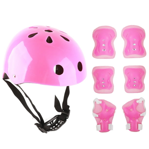 Conjunto de equipo de protección para casco para niños, Protector de  rodilla y codo de espuma para equilibrio, coche, patinete, patinaje sobre  ruedas, color rosa