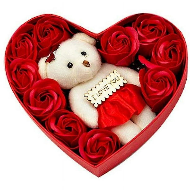 Regalo del Día de San Valentín, rosa roja de 25cm, oso de peluche, flor  rosa, decoración Artificial, regalos de Navidad, regalo de San Valentín  para mujer YONGSHENG 8390611758684