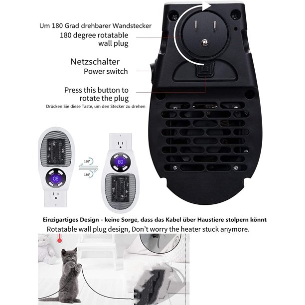 Calefactor Calefactor con control remoto para uso en interiores, 500 W  rápido yeacher Calentador