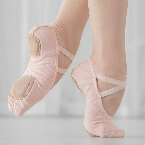 Zapatillas de ballet para mujer niñas 24 cm, zapatos de baile para mujer,  zapatillas de ballet de lona, ​​zapatos de yoga (color café)