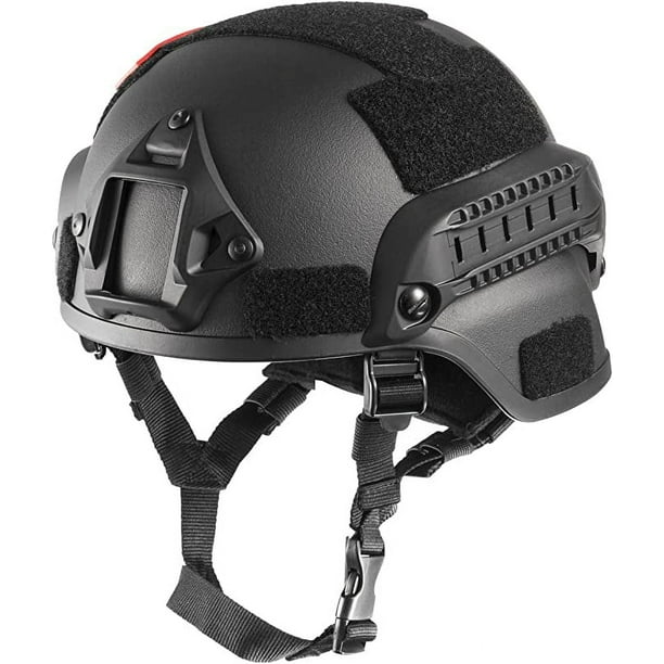 Casco Airsoft, casco táctico ajustable de plástico de 3 mm con oreja negro  ER
