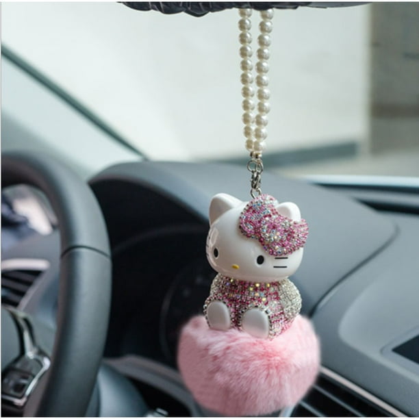 Life-365] Hello Kitty Colgante De Coche De Felpa BLING Brillante Diamante  Accesorios Interiores Del