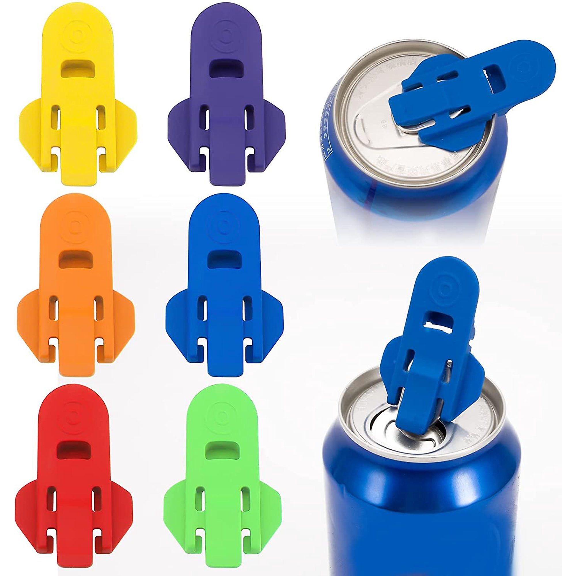  Abrelatas manual fácil, paquete de 6 abridores de latas de  cerveza de soda colorida y protector de latas de bebidas, escudos de  plástico de alta calidad para bebidas pop, coque, cerveza