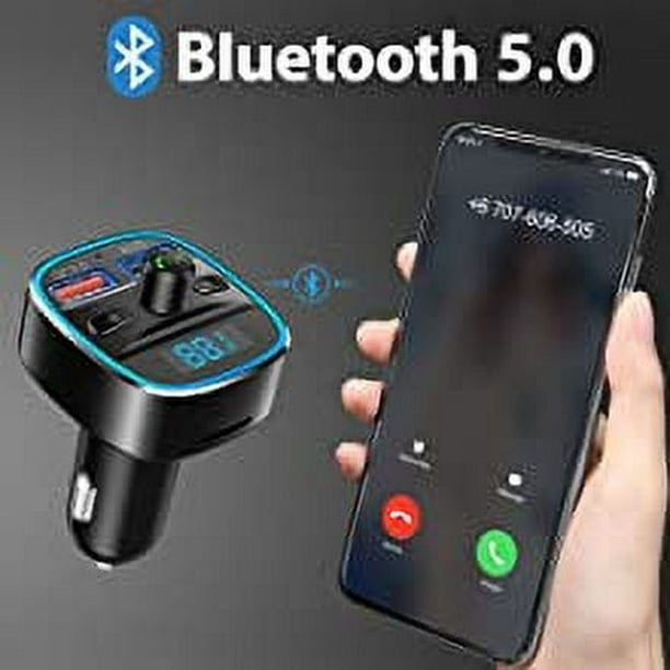 Transmisor FM Bluetooth de para Coche con QC3.0 y 7 Colores de Luz