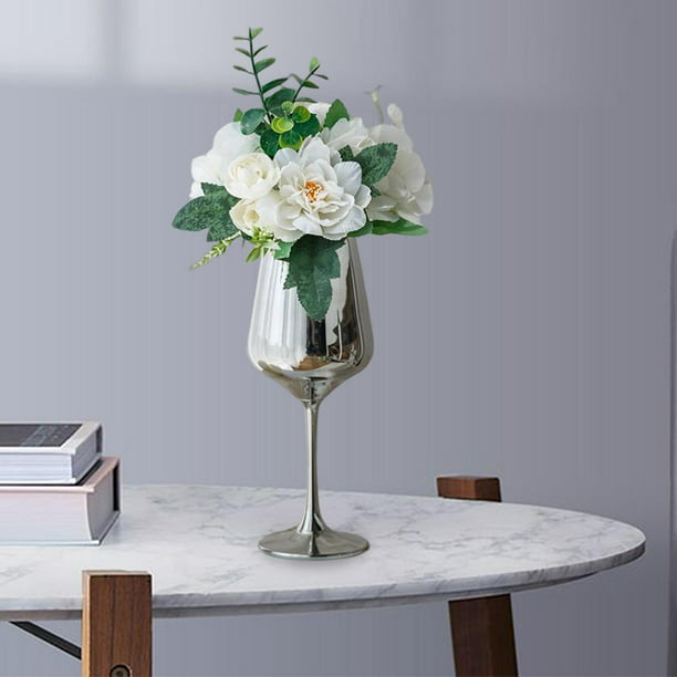Flores artificiales en jarrón mesa de comedor arreglo floral florero  arreglo floral juego de flores de simulación decoración de mesa de café  flores