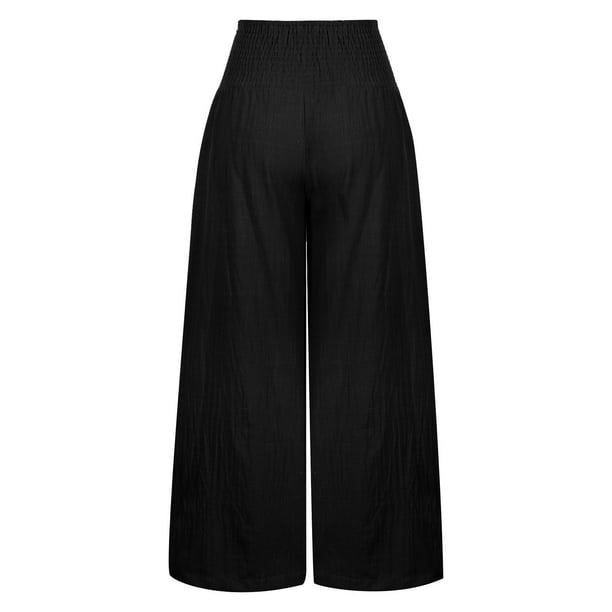 Puntoco Pantalones Sueltos de Pierna Ancha para Mujer Pantalones Rectos de  Cintura Alta Pantalones Casuales Puntoco Puntoco-4015