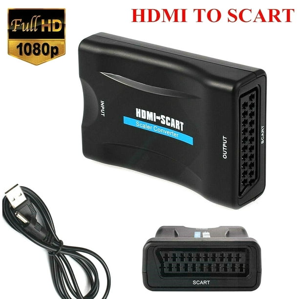 De Convertidor Euroconector Para HDMI Adaptador Vídeo Audio Estéreo TV  1080P HD